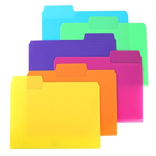 Mr. Pen- Poly File Folders, 1/3 Cut Tab, 6 Pack, Assorted Colors, Letter Size, Colored Letter File Folders for Office Supplies - Image 1